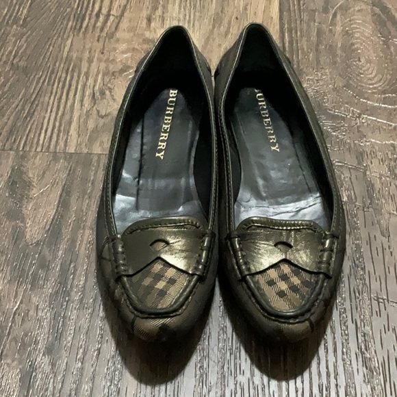 Burberry Vintage loafer-flats plaid brown-black size 38 1/2 - Picture 1 of 9